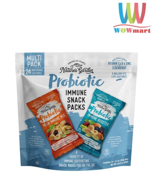 Hạt sấy khô tổng hợp Nature’s Garden Probiotic Immune Snack Packs 816g (2 Loại, 24 Gói)