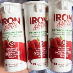 Viên ngậm bổ sung sắt Iron Melts Strawberry 50 Chewable Tablets 10 vien ngam bo sung sat iron melts strawberry 50 chewable tablets kb