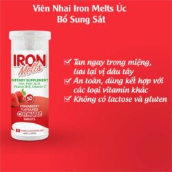 Viên ngậm bổ sung sắt Iron Melts Strawberry 50 Chewable Tablets 11 vien ngam bo sung sat iron melts strawberry 50 chewable tablets kc