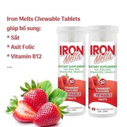 Viên ngậm bổ sung sắt Iron Melts Strawberry 50 Chewable Tablets 12 vien ngam bo sung sat iron melts strawberry 50 chewable tablets kd