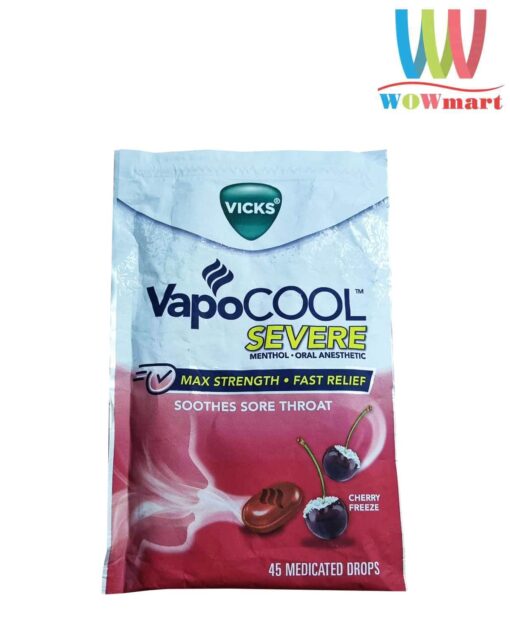 Kẹo ngậm thông cổ Vicks VapoCool Severe Cherry Freeze 45 Drops