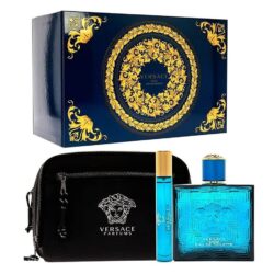 Versace Eros For Men Gift Set 3 (EDP 100ml, EDP 10ml, Túi đựng mỹ phẩm) 6 versace eros for men gift set 3 edp 100ml edp 10ml tui dung my pham kb