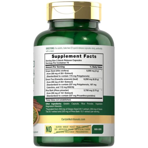 vien uong ho tro chong oxy hoa carlyle grapeseed green tea pine bark 15000mg 150 capsules ka