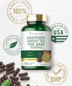 vien uong ho tro chong oxy hoa carlyle grapeseed green tea pine bark 15000mg 150 capsules kb