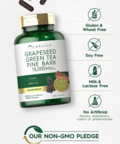vien uong ho tro chong oxy hoa carlyle grapeseed green tea pine bark 15000mg 150 capsules kd