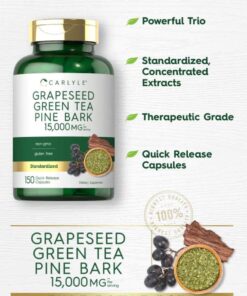 vien uong ho tro chong oxy hoa carlyle grapeseed green tea pine bark 15000mg 150 capsules ke