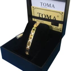 Vòng tay Nữ điều hoà huyết áp Toma Gold đính 1 đá 22 vong tay nu dieu hoa huyet ap toma 24k dinh 1 da 71123 kf