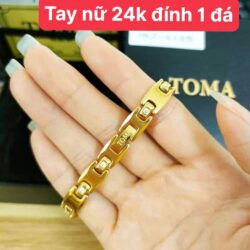 Vòng tay Nữ điều hoà huyết áp Toma Gold đính 1 đá 27 vong tay nu dieu hoa huyet ap toma 24k dinh 1 da 71123 kl