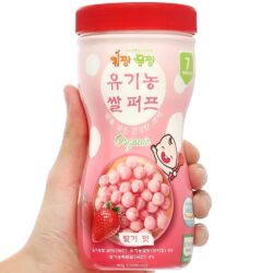 Bánh bi tan hữu cơ cho bé 7m+ ăn dặm Happy Food Organic 40g Vị Dâu 16 banh bi tan huu co cho be 7m an dam happy food organic 40g vi dau kh