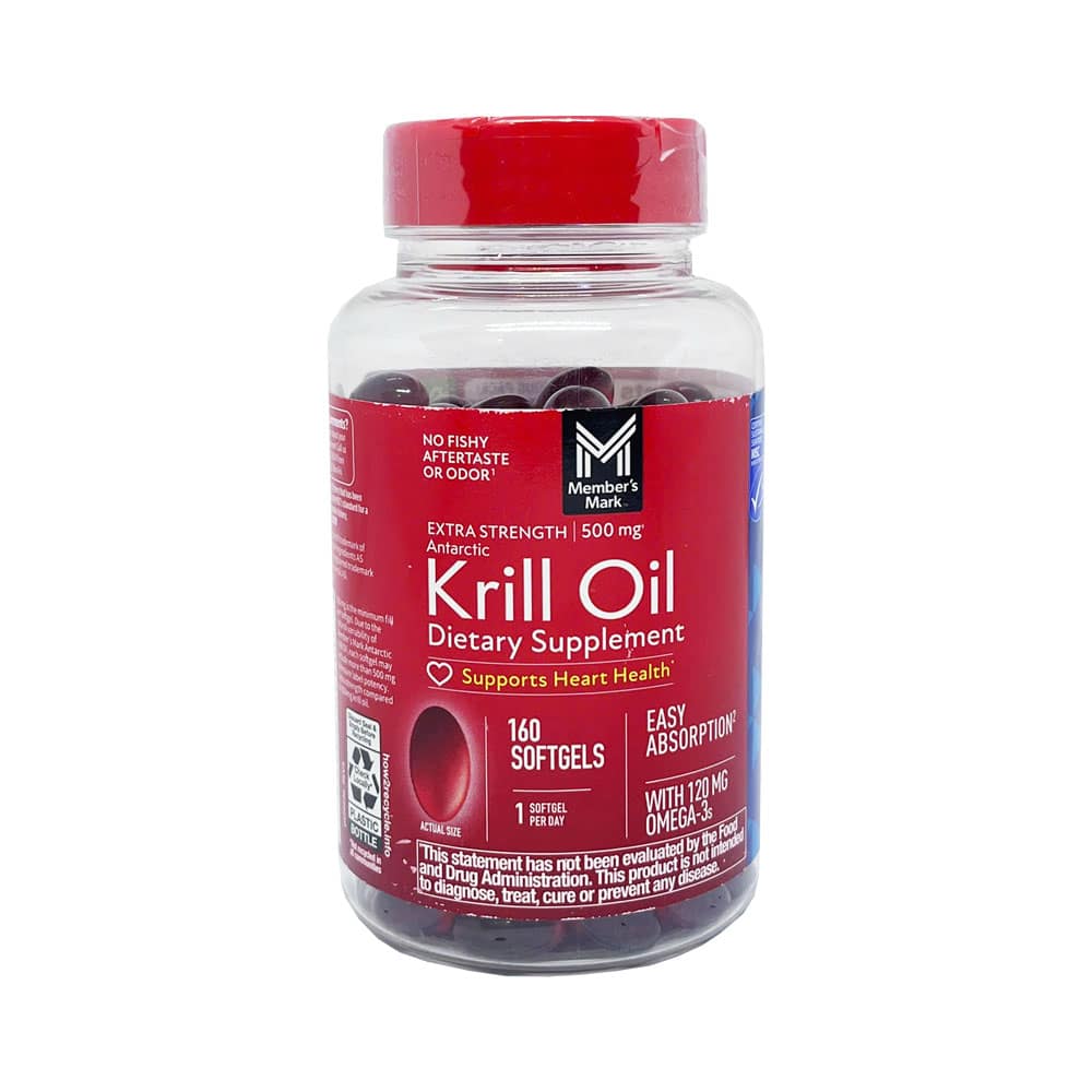 Dầu nhuyễn thể Member’s Mark Extra Strength Omega-3 Krill Oil 500mg 160 Sofgels