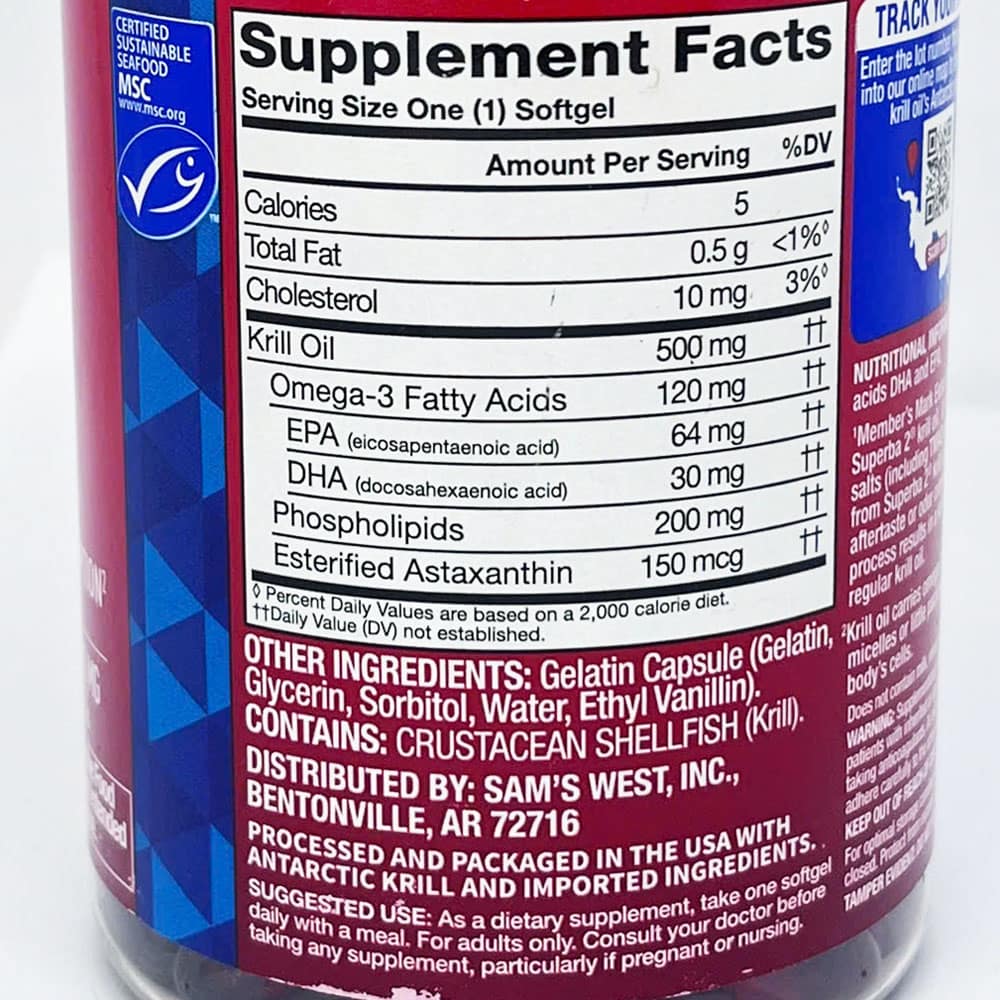 Dầu nhuyễn thể Member’s Mark Extra Strength Omega-3 Krill Oil 500mg 160 Sofgels - Ảnh 4