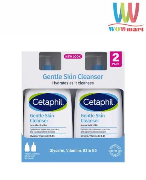 Bộ sản phẩm sữa rửa mặt Cetaphil Gentle Skin Cleanser 591ml x2