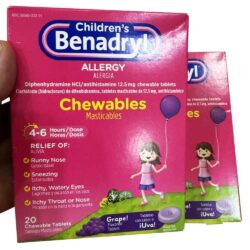 Viên nhai chống dị ứng cho bé Children’s Benadryl Allergy 20 Chewable Tablets 9 vien nhai chong di ung cho be childrens benadryl allergy 20 chewable tablets ka