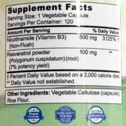 Viên uống bổ sung Vitamin B3 ASquared Nutrition Nicotinamide 500mg With Resveratrol 120 Capsules 14 vien uong bo sung vitamin b3 asquared nutrition nicotinamide 500mg with resveratrol 120 capsules kd