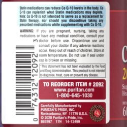 Viên uống bổ tim Puritan’s Pride CoQ10 200mg 60 Softgels 7 vien uong bo tim puritans pride coq10 200mg 60 softgels 210324 kc