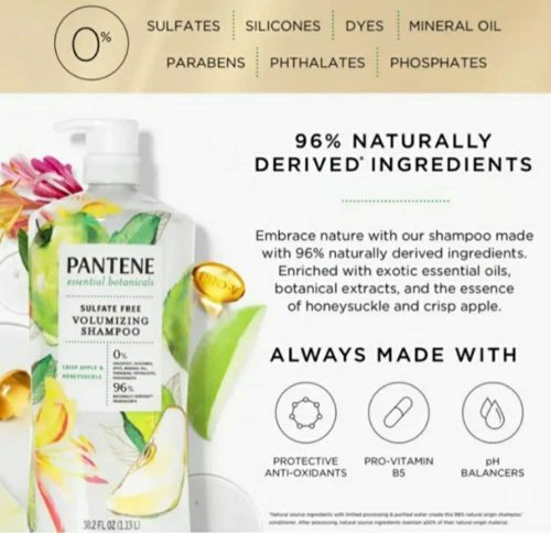 Set dầu gội và xả Pantene Essential Botanicals Sulfate Free Volumizing Shampoo & Conditioner 1.13L (Crisp Apple & Honeysuckle) 11 set dau goi va xa pantene essential botanicals sulfate free volumizing shampoo conditioner 113l crisp apple honeysuckle 200524 kc
