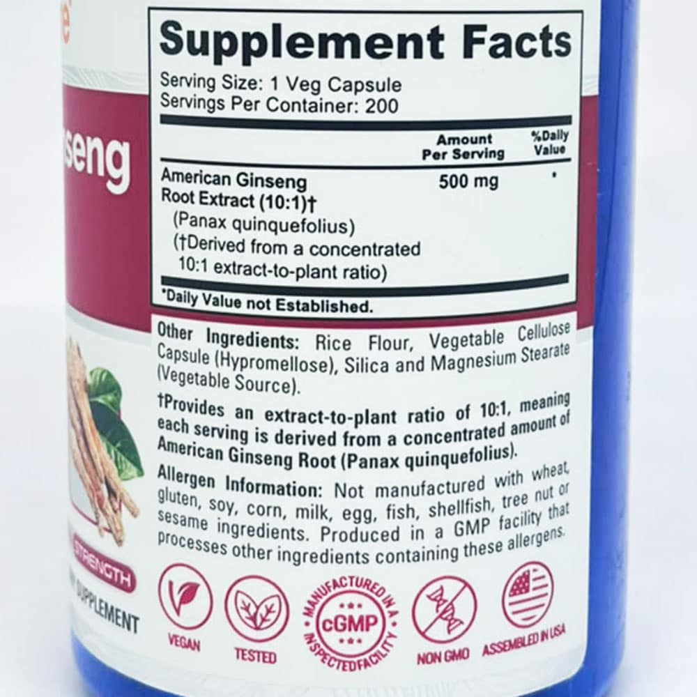 Viên uống nhân sâm Mỹ NusaPure American Ginseng 10:1 Extract 500mg 200 Capsules - Ảnh 5