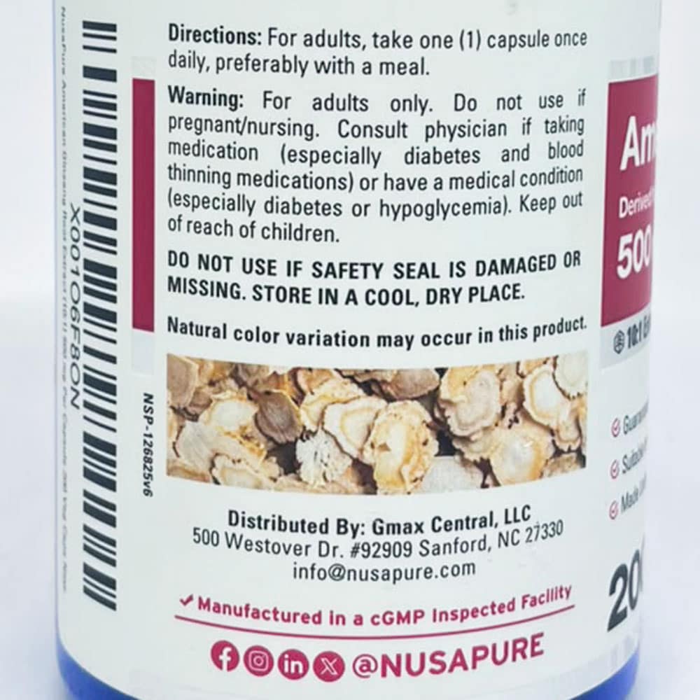 Viên uống nhân sâm Mỹ NusaPure American Ginseng 10:1 Extract 500mg 200 Capsules - Ảnh 6