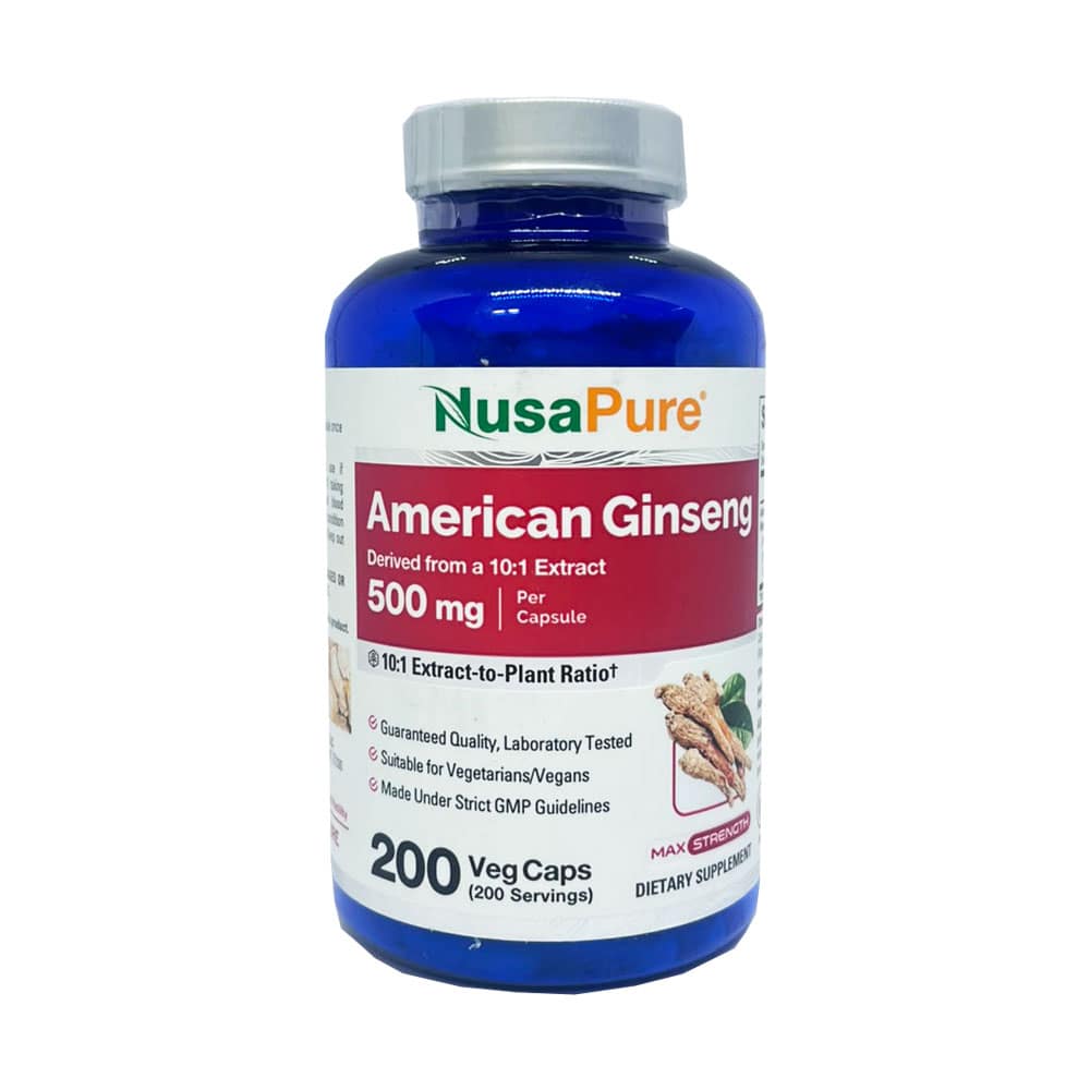 Viên uống nhân sâm Mỹ NusaPure American Ginseng 10:1 Extract 500mg 200 Capsules