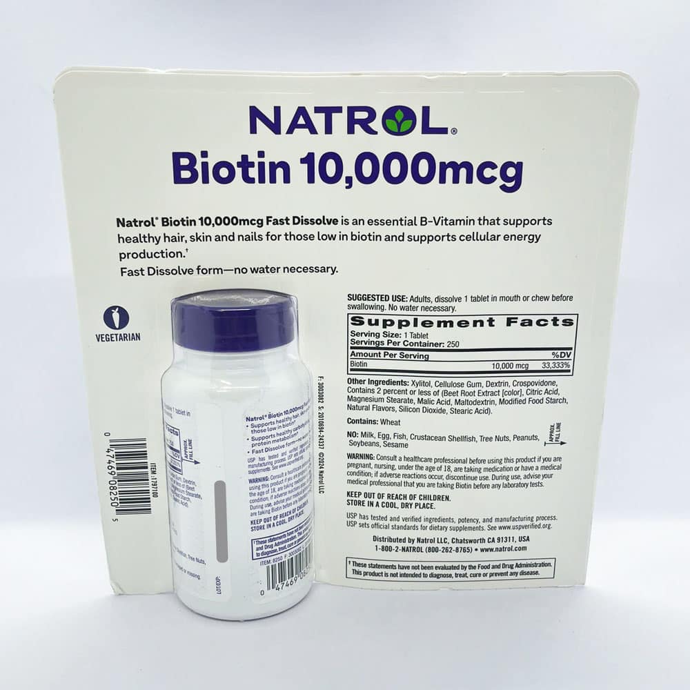 Viên ngậm hỗ trợ mọc tóc và chống rụng tóc Natrol Biotin Beauty 10,000mcg Fast Dissolve 250 viên 3 Viên ngậm hỗ trợ mọc tóc và chống rụng tóc Natrol Biotin Beauty 10,000mcg Fast Dissolve 250 viên - Ảnh 3