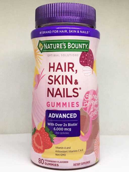 keo deo lam dep da mong va toc natures bounty advanced hair skin nails gummies 80 vien 080125 ka
