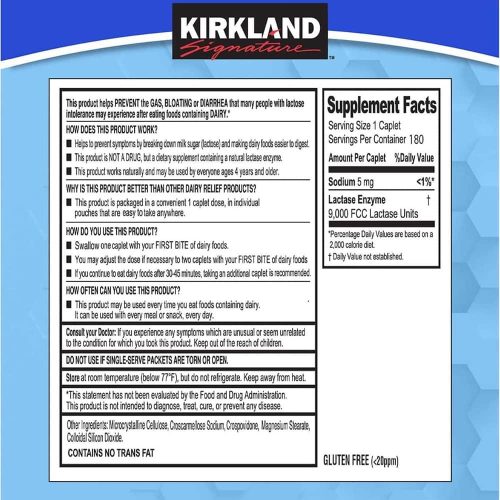 Viên uống hỗ trợ tiêu hóa Kirkland Signature Fast Acting Lactase 180 Caplets 6 vien uong ho tro tieu hoa kirkland signature fast acting lactase 180 caplets 131124 kd