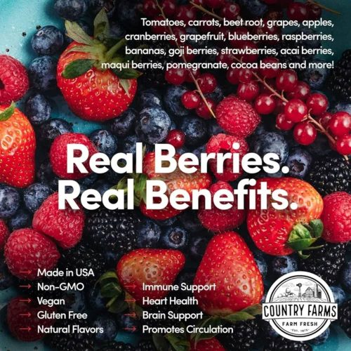 Bột thực phẩm hữu cơ Country Farms Super Reds Powder 200g Berry Flavor 20 bot thuc pham xanh huu co country farms super greens powder 200g berry flavor 261224 kd