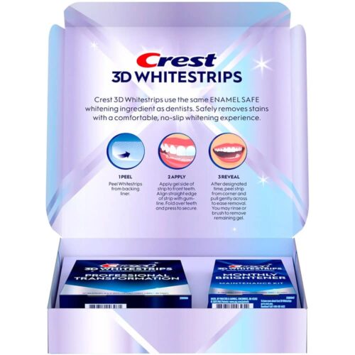 Set miếng dán trắng răng Crest 3D Whitestrips Professional Transformation 40 miếng +Monthly Brightener 20 miếng 12 set mieng dan trang rang crest 3d whitestrips professional effects advanced 40 mieng monthly express 20 mieng 210525 kc