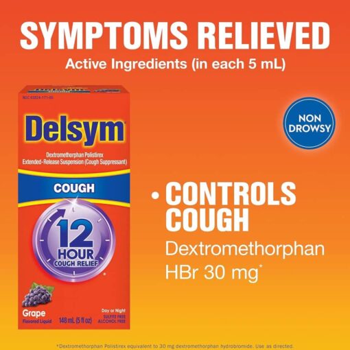 siro ho delsym 12 hour cough relief day or night 148ml cho nguoi lon va tre em 4 vi nho 151224 kb