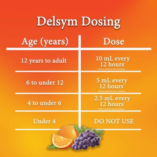 siro ho delsym 12 hour cough relief day or night 148ml cho nguoi lon va tre em 4 vi nho 151224 kc