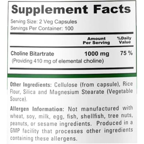 Viên uống bổ sung Choline NusaPure Choline Bitartrate 1000mg 200 Capsules 6 vien uong bo sung choline nusapure choline bitartrate 1000mg 200 capsules 011025 ka