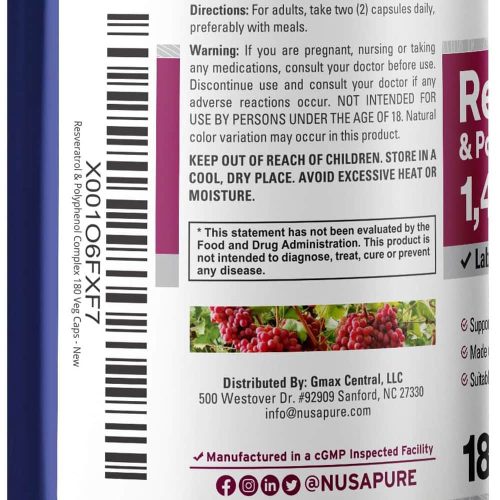 Viên uống chống lão hóa NusaPure Resveratrol & Polyphenol Complex 1450mg 180 Capsules 13 vien uong chong lao hoa nusapure resveratrol polyphenol complex 1450mg 180 capsules 181224 kc