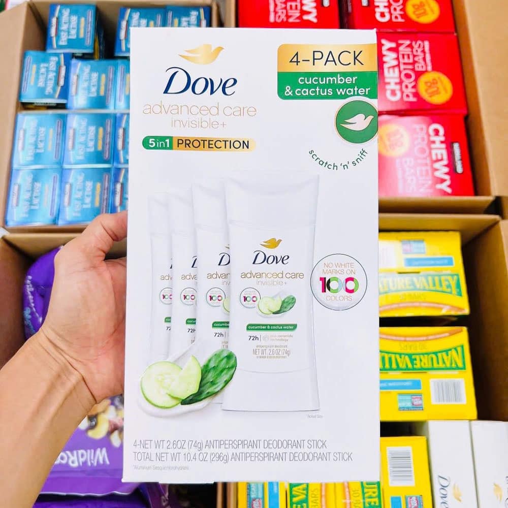 Lăn khử mùi Dove dưa leo Dove Advanced Care Invisible Cucumber & Cactus Water 74g x4 - Ảnh 2