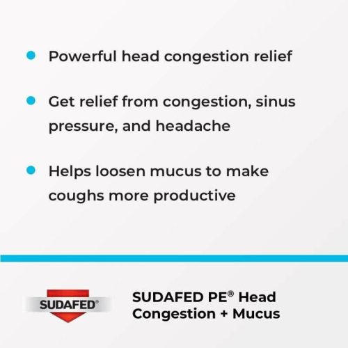 Viên uống thông mũi Sudafed PE Head Congestion + Mucus Non-Drowsy 24 Tablets 10 vien uong thong mui sudafed pe head congestion mucus non drowsy 24 tablets 100225 ke
