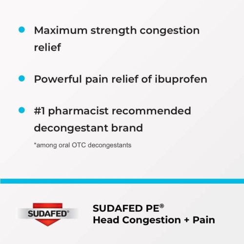 Viên uống thông mũi Sudafed PE Head Congestion + Pain Non-Drowsy 20 Coated Caplets 6 vien uong thong mui sudafed pe head congestion pain non drowsy 20 coated caplets 100225 kc
