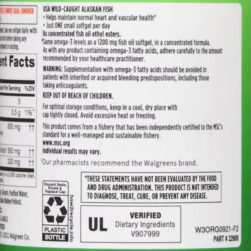 Dầu cá Walgreens Wild Caught Alaskan Fish Oil 1200mg 200 Softgels 13 dau ca walgreens wild caught alaskan fish oil 1200mg 200 softgels 010325 kc