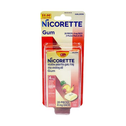 Kẹo cai thuốc Nicorette Gum Fruit Chill 4mg 20 viên