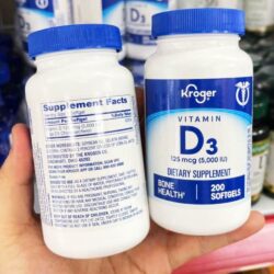 Viên uống bổ sung Vitamin D3 Kroger Vitamin D3 125mcg (5000IU) 200 Softgels 3 vien uong bo sung vitamin d3 kroger vitamin d3 125mcg 5000iu 200 softgels 280325 ka