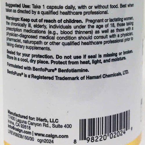 vien uong ho tro duong huyet california gold nutrition benfotiamine 150mg 30 capsules 120325 kg
