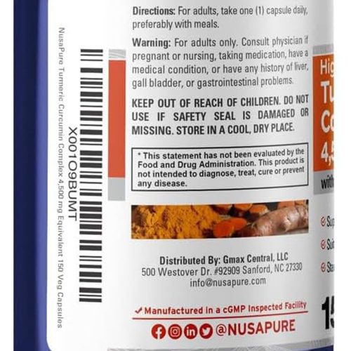Viên uống nghệ NusaPure Turmeric Curcumin Complex 4500mg 150 viên 11 vien uong nghe nusapure turmeric curcumin complex 4500mg 150 capsules 260325 kc