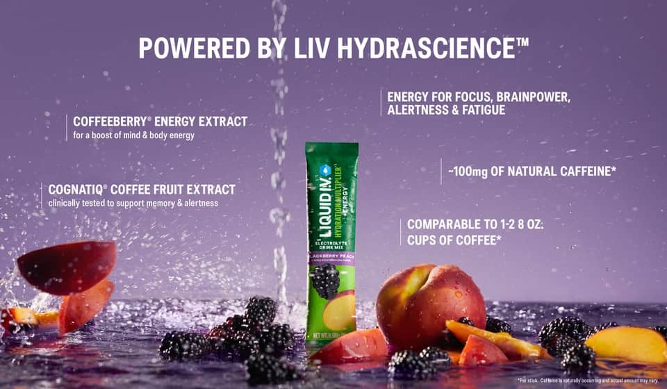 Bột điện giải Liquid I.V. Hydration Multiplier 26 gói (Blackberry Peach) 18 bot dien giai liquid iv hydration multiplier 26 goi blackberry peach 140425 kb