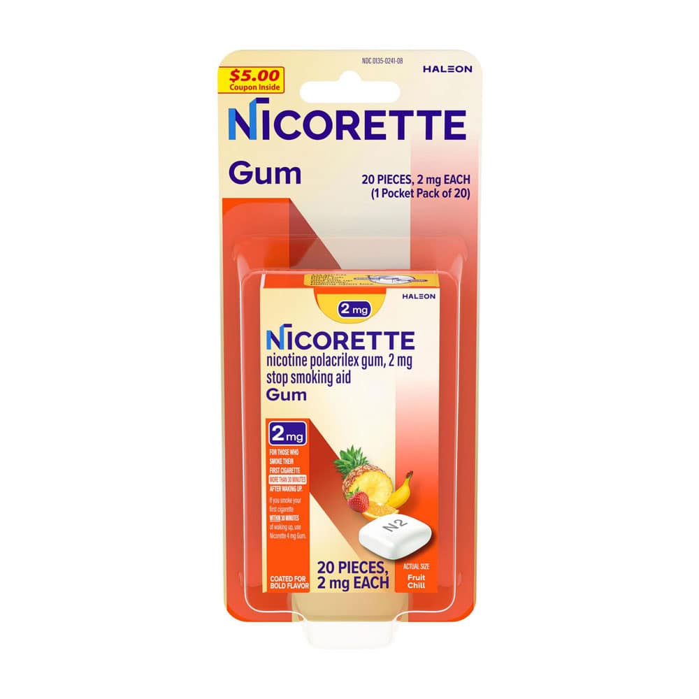Kẹo cai t.huốc Nicorette Gum Fruit Chill 2mg 20 viên 1 Kẹo cai t.huốc Nicorette Gum Fruit Chill 2mg 20 viên