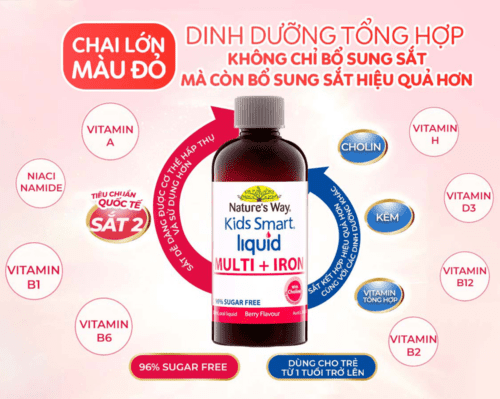 Siro Vitamin và Sắt cho bé Nature’s Way Kids Smart Liquid Multi + Iron 200ml 15 siro vitamin va sat cho be natures way kids smart liquid multi iron 200ml 050425 kd
