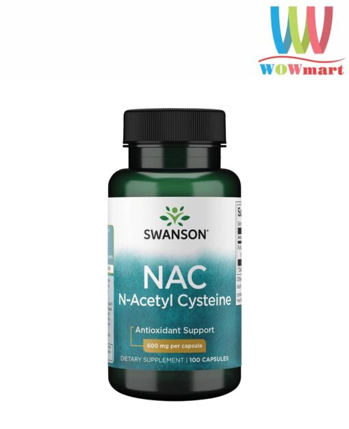 Viên uống bổ sung N-Acetyl Cysteine Swanson NAC 600mg 100 Capsules