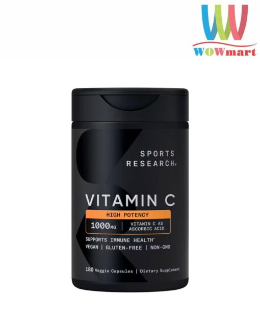 Viên uống bổ sung Vitamin C Sports Research Vitamin C 1000mg 180 Capsules