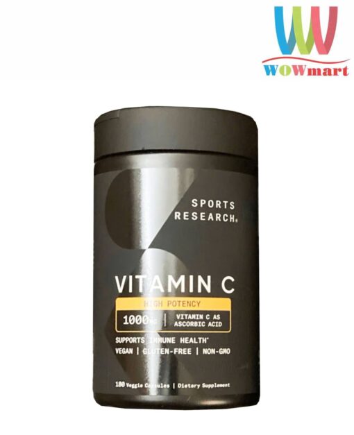 Viên uống bổ sung Vitamin C Sports Research Vitamin C 1000mg 180 Capsules
