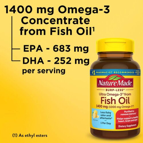 Dầu cá Nature Made Fish Oil 1400mg 1000mg Omega-3 65 viên (Burp-Less) 6 dau ca nature made fish oil 1400mg 1000mg omega 3 65 vien burp less 120525 kb