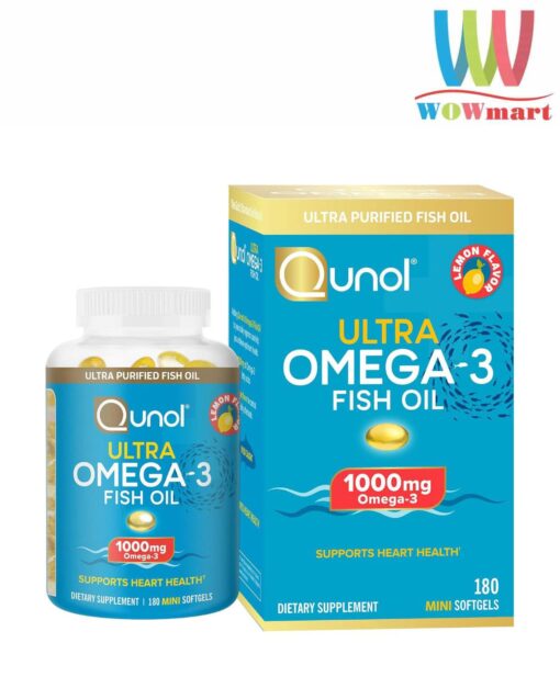 Dầu cá Qunol Ultra Omega-3 Fish Oil 1000mg 180 Mini Softgels