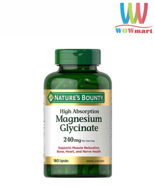 Viên uống bổ sung Magie Nature’s Bounty Magnesium Glycinate 240mg 180 Capsules