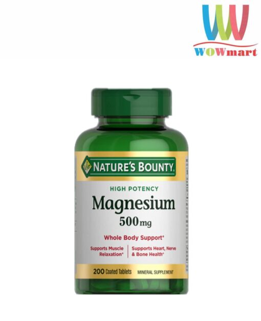 Viên uống chắc xương khỏe cơ Nature’s Bounty Magnesium 500mg 200 Tablets